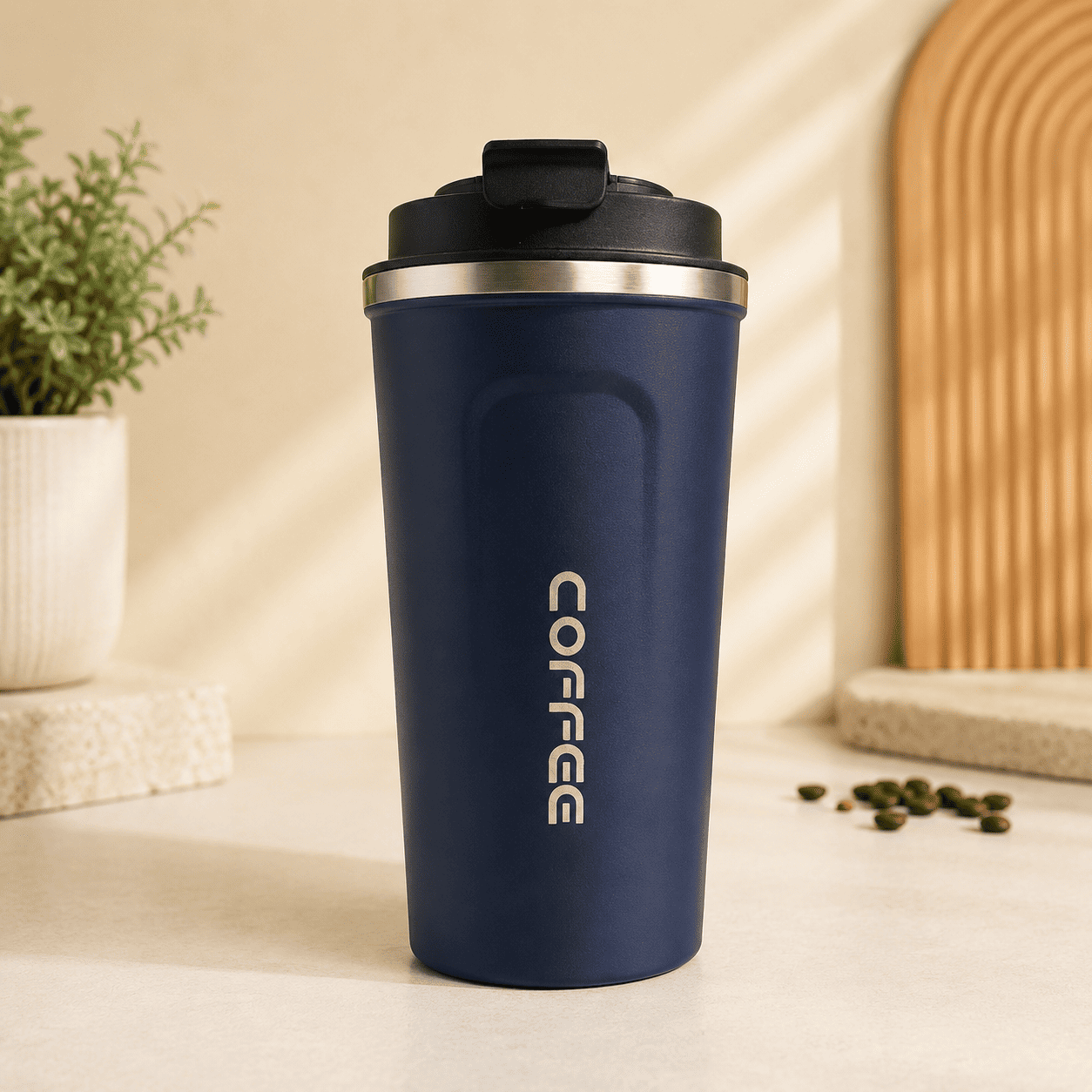 Stainless Steel Coffee Travel Mug with Lid – Insulated Tumbler (Blue)