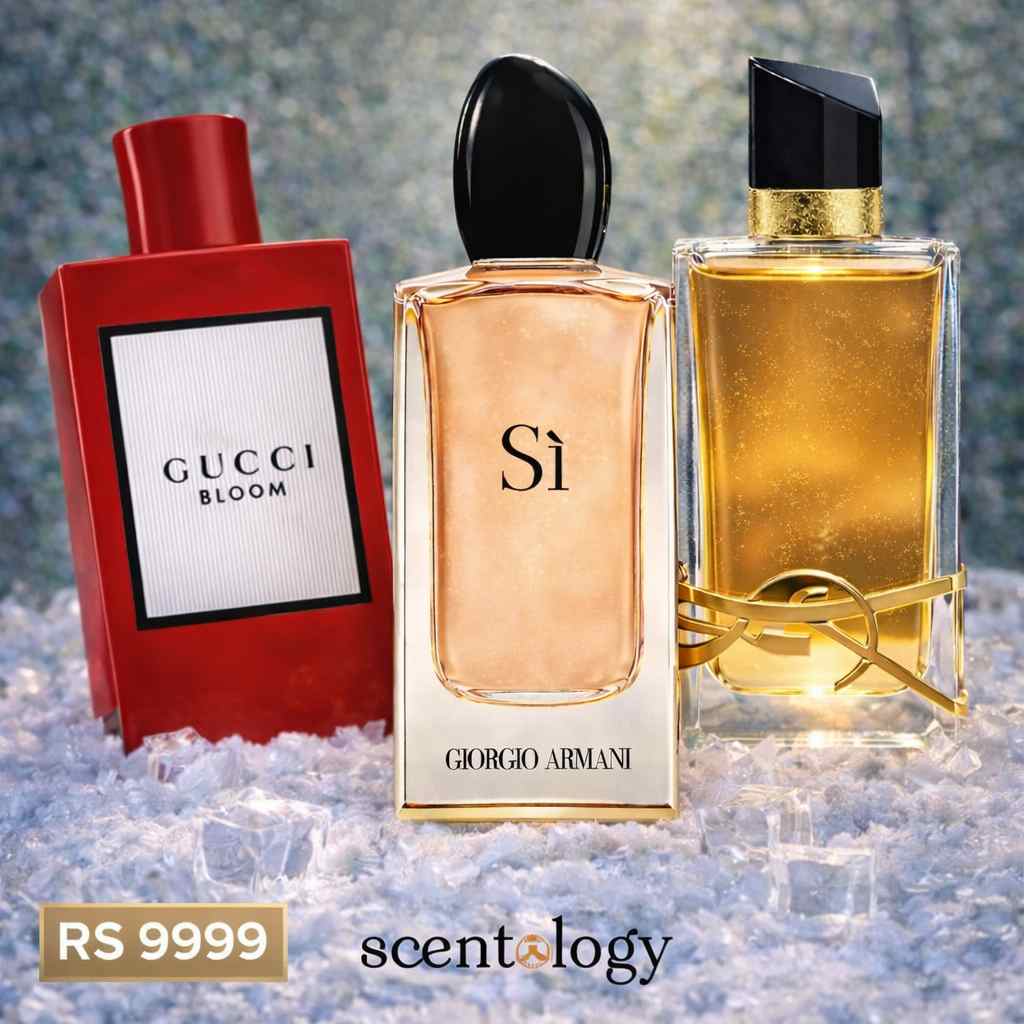 Luxury Perfume Combo – Gucci Bloom, Giorgio Armani Sì & YSL